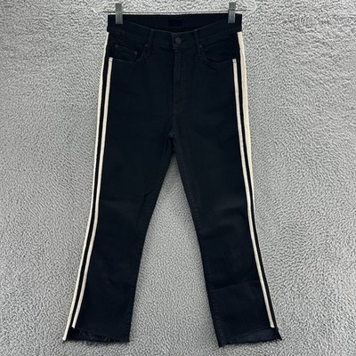 Mother Jeans Womens 28 Black Stretch Denim Bootcut Insider Crop Step Fray Jeans