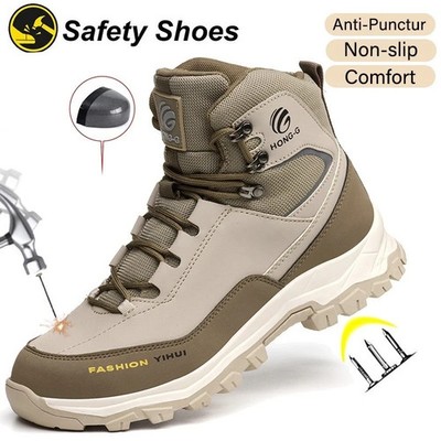 Mens Waterproof Work Boots steel toe sneakers Safety Shoes Indestructible shoes