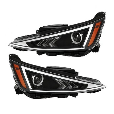 Halogen Headlight For Hyundai Elantra 2019 2020 Black Housing Driver&Passenger