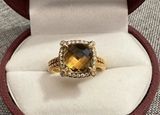 DAVID YURMAN Chatelaine Ring 18k yellow gold Citrine diamond  Retail $2,950