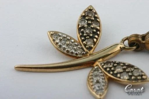 Libellenanhänger 14kt 585 Gelb Gold Anhänger Libelle Diamant * - Bild 2 von 4