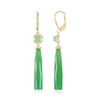 Cavill Ohrringe Damen GrüNe Chalzedon 925 Silber Vergoldet 17,91Ct Lang