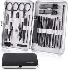 Manicure Set, 19pcs Stainless Steel Professional Nail Clippers Pedicure