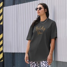 Boldly You Oversized faded t-shirt with Old Gold Embroidery Oversized T-shirt