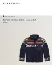 POLO RALPH LAUREN FAIR ISLE INSPIRED TEDDY FLEECE JACKET BOYS SIZE 5 NEW