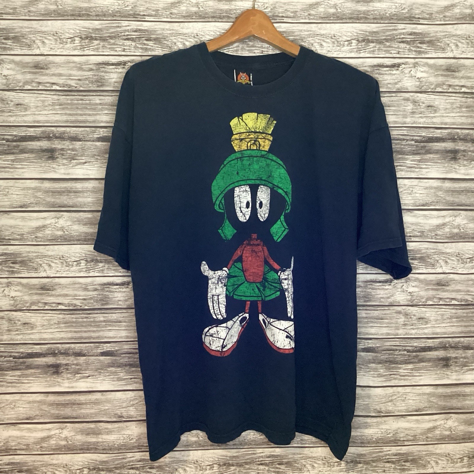 Vintage Marvin the Martian Black T-Shirt Mens 2XL 90s Looney Tunes Tee