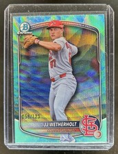 2025 Bowman Draft JJ Wetherholt Chrome Aqua Wave Refractor #/125 Cardinals