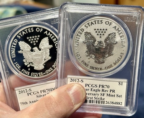 2012 Rev. Proof American Silver Eagle, PCGS PR70 Anniv. Mint Set Mercanti Signed - Picture 2 of 9