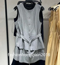 ZARA NEW WOMAN TWO-PIECE EFFECT SHORT CREPE DRESS GREY XS-XL  8831/543/802