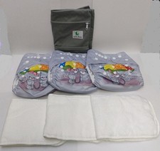 3-PK NEW Genio Diaper Covers One Size Fits S-M-L BEARS  Inserts  Bag