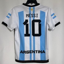 Lionel Messi 10 Argentina National Team 2022 Striped Soccer Jersey Youth LARGE