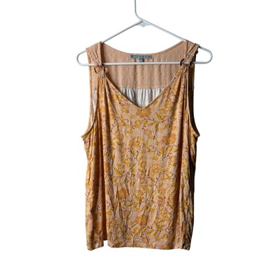 Daniel Rainn Stitch Fix Orange Floral Mixed Media Tank Top Size XL