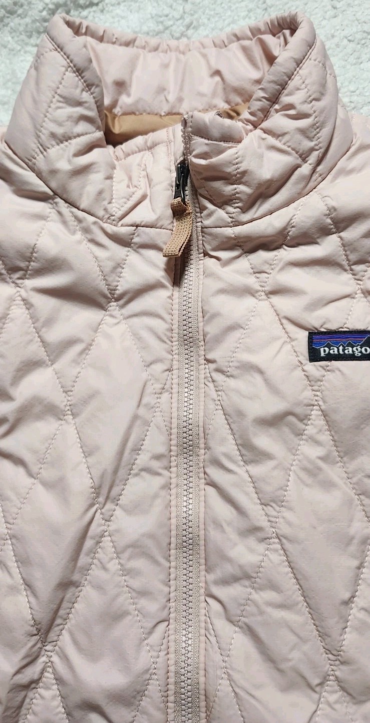 NWOT Patagonia Kids Girls Nano Puff Jacket Size L 12 Pink Diamond Quilted image 4