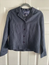 Herman Geist Womens 6 Navy Linen Blend Jacket Quiet Luxury Derby