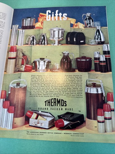 1949 THERMOS Booklet ~ Christmas Vacuum Ware, lunchbox, carafe, ice bucket vtg