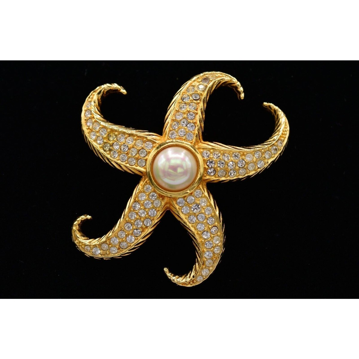 Christian Dior Vintage Starfish Pin Brooch Rhinestone  display picture 2