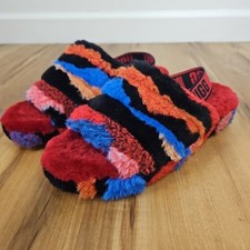 UGG FLUFF YEAH SLIDE CALI COLLAGE RED SLIPPER SANDAL WOMENS US 10