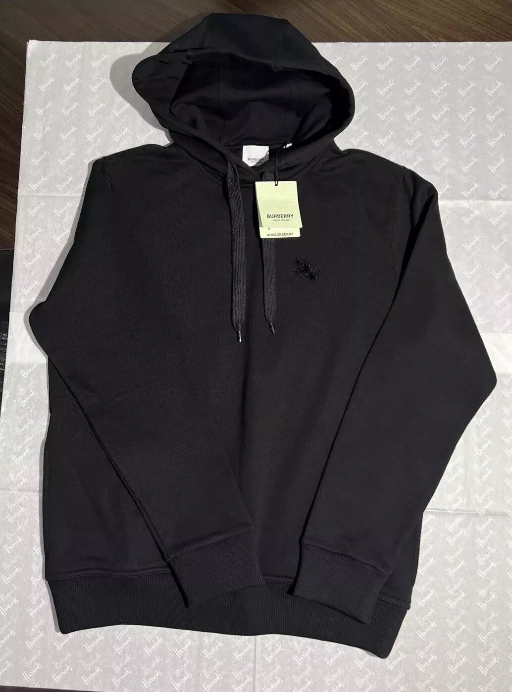 BURBERRY Black Crystal-Embellished EKD Hoodie Jumper Size S RRP £750 NEW