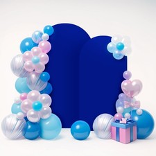 "2 Pack Royal Blue Spandex Wedding Arch Covers for Events, 6.6FT  7.2FT"