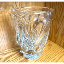 Massive 10 Lb Vintage Clear Crystal Swirl Vase Heavy Thick Art Glass 9.5" Tall