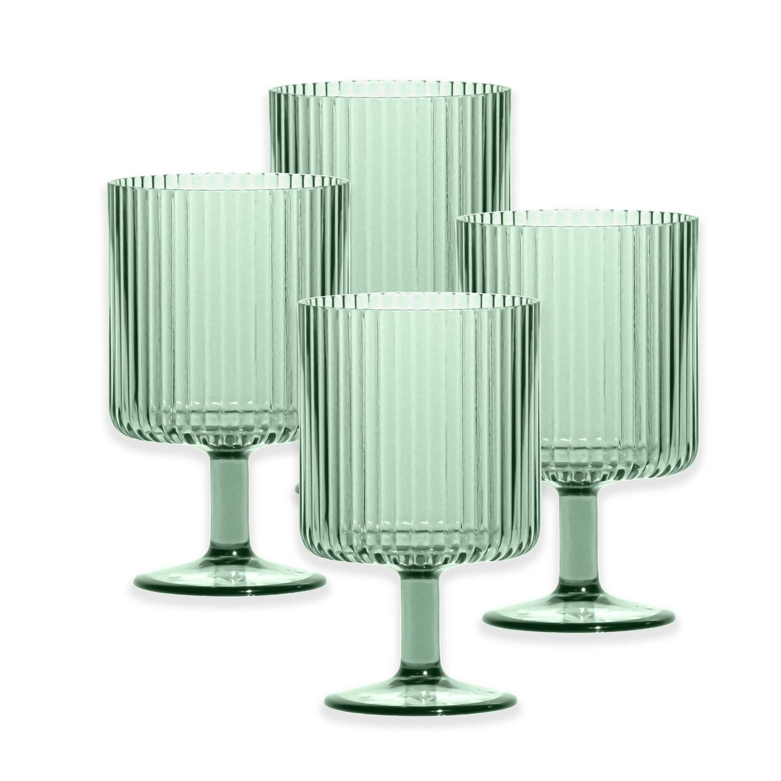 Mesa Sage Green Plastic/Acrylic 15oz Ribbed Drinking Goblet - Set of 4