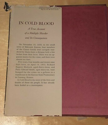 洋書 in cold blood First Edtion Fifth Print In Cold Blood By Truman Capote 1965 Hardcover Book 5th Printing hc
