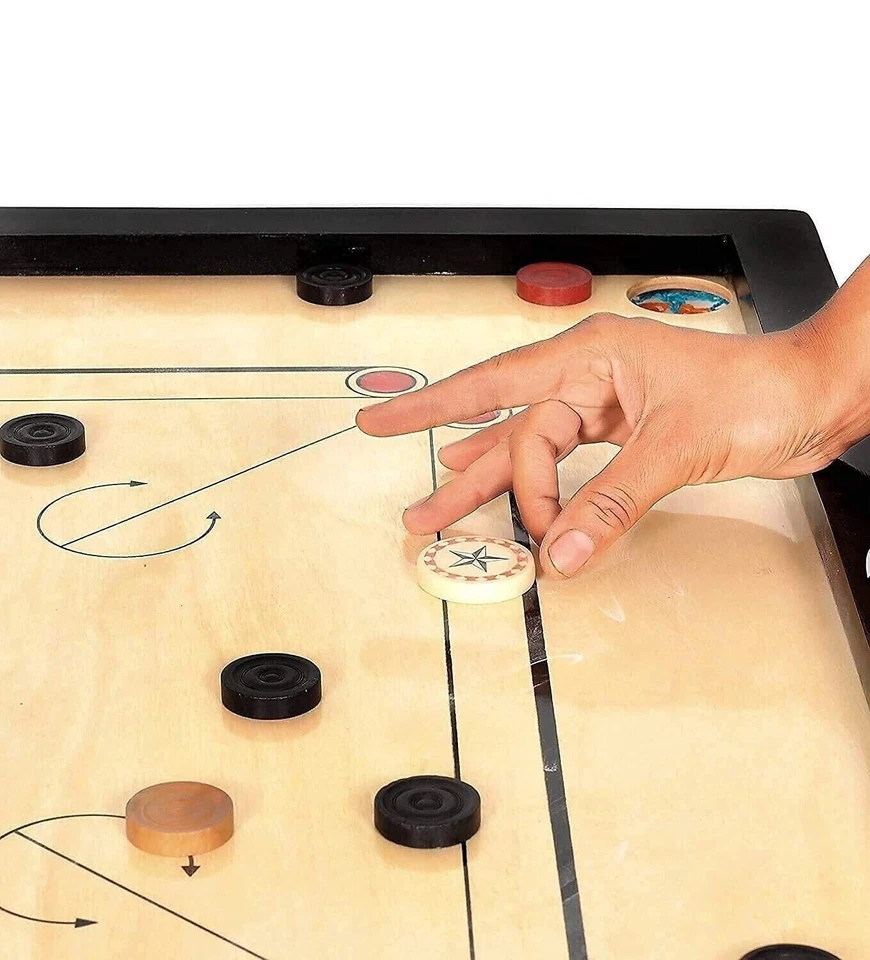 Wooden Carrom Game Coins & Striker Set Wooden Checkers (24 Pieces + 1 Striker) - Image 4 of 4