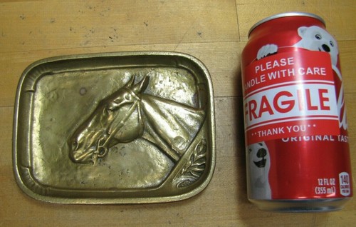 Horse Head Old Tray Thick Solid Brass Decorative Arts Ornate High Relief - Picture 8 of 12