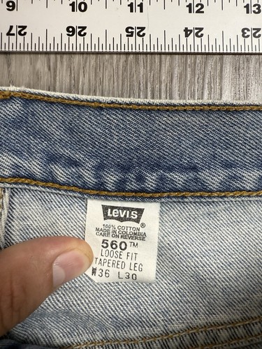Vintage 1999 Levis 560 Jeans Men’s 36x30 Distressed Loose Fit Tapered Leg Baggy - Picture 11 of 18