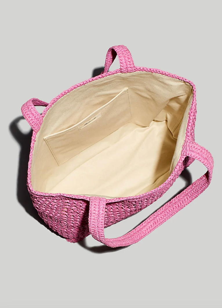 *Madewell* ストロートートバッグ Madewell $98 Transport Tote: Straw Edition Retro Pink NF072