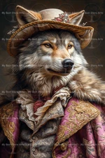 VICTORIAN WOLF ART PRINT, Animal Portrait, Wolf Cabin Poster Dark Gothic C905