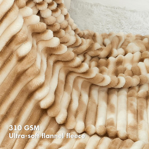 Fuzzy Throw Blanket for Couch Fleece Blanket Soft Cozy Plush Blanket 3D Ribbed N - Picture 2 of 12