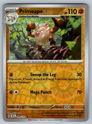 Pokemon Near Mint Surging Sparks Reverse Holo Primeape 099/191