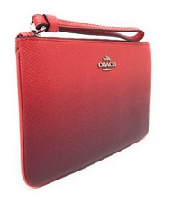 Coach Ombre Leather Large Wristlet: Watermelon Silver: 150 MSRP