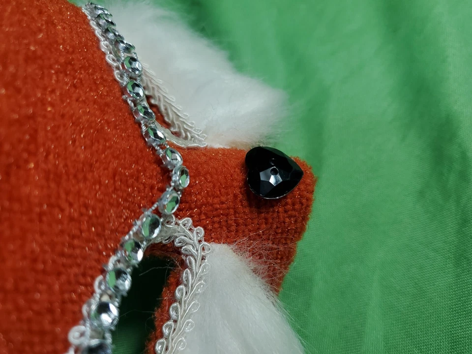 Fancy Fox Half Face Mask Hand Crafted Cosplay Halloween Bedazzled Fur 9" Wide - Image 4 of 4