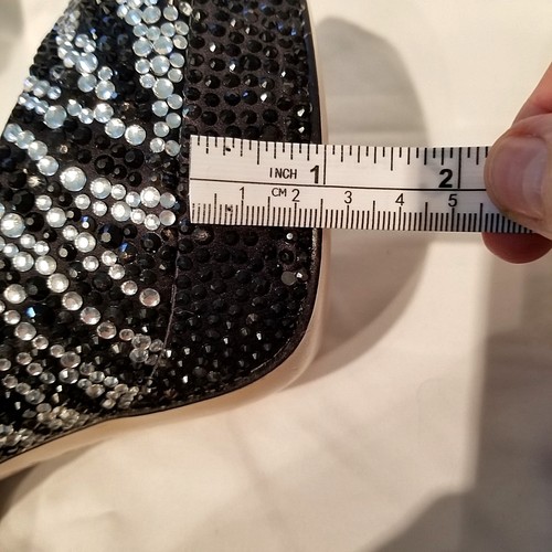 SML 8 PEEP TOE Black & Silver Crystal Platform BENJAMIN ADAMS 6" Heel eu42 NWOT - Picture 9 of 10
