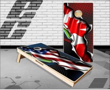 American Canadian Flag Rip Cornhole Boards Bean Bag Toss Game