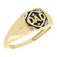 10K Gelbgold Rund Diamant Vater Dad Ring 10Mm Fancy Ehering 0.018 Karat