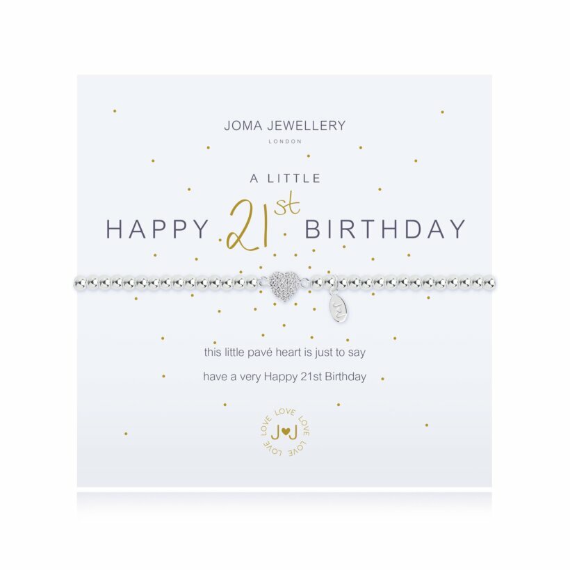 Joma Jewellery A Little HAPPY 21st BIRTHDAY Silver Plated Bracelet + Gift Bag