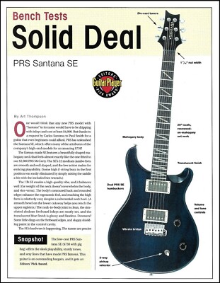 PRS Santana SE guitar review 2-page (front & back) bench test article print