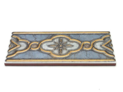 Fliesenbordüre 23x10cm Keramische Bordüren Badbordüren Laud 2 azul blaugrau gold