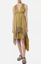 ULLA JOHNSON Colette Asymmetrical Handkerchief Silk Dress Size 2 Gold #2D502