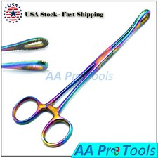 New Body Piercing Sponge Forceps 7" Un-Slotted Multi Titanium Color 100 pcs 
