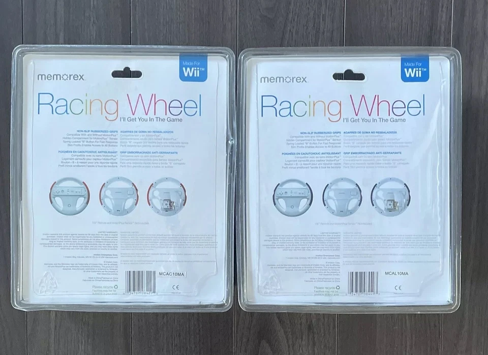 2 Wii Racing Wheel Controllers, Memorex Brand, New In Package, Red and Blue - Image 2 of 4