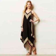 EUC Anthropologie Vanessa Virginia Estrella Silk Dress Black * XS/S Small