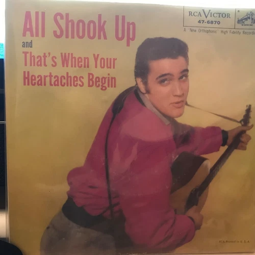 ELVIS  PRESLEY  7"  VINYL  SINGLE , ALL  SHOOK  UP /  THAT,S WHEN YOUR HARTACHES