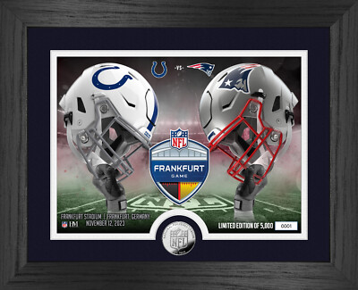NFL Frankfurt Germany Game Patriots vs Colts Dueling Helme Coin gerahmtes Bild
