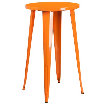 Flash Furniture 24in Round Orange Metal Indoor-outdoor Bar Height