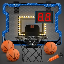 Mini Basketball Hoop Indoor with Scoreboard/Led Light, Glow in the Dark Door Bas