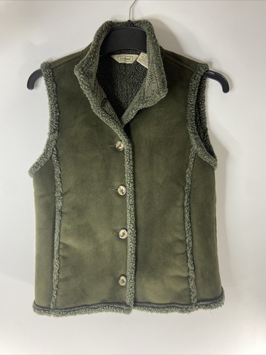 LL Bean Dark Green Faux Suede Sherpa 